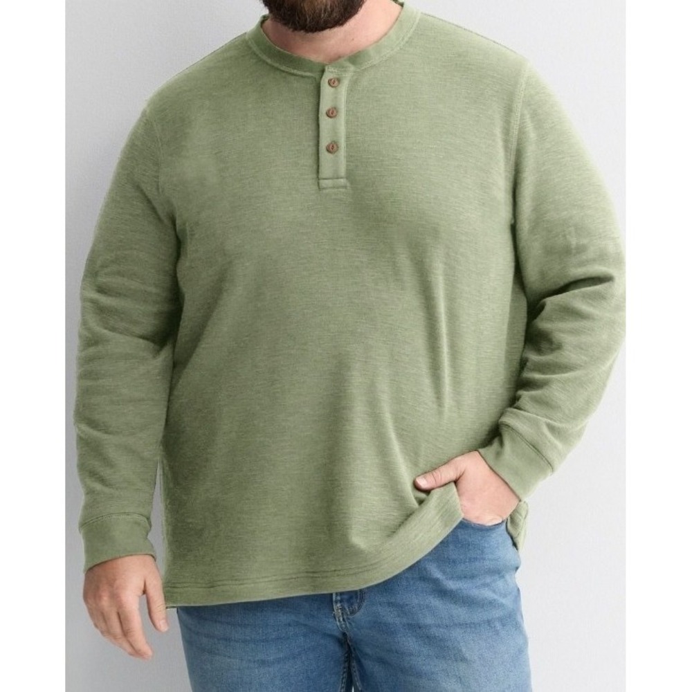 Sonoma Men Gorpcore Cabin Supersoft Double Knit Henley Olive Green Big&Tall 4XB